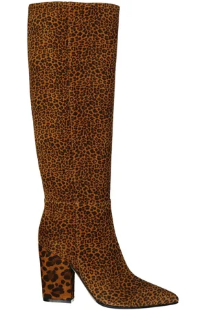 Sergio Rossi Buty, Kobieta, brązowy, 36 EU, Skóra, Brązowe Botki z Nadrukiem Leoparda Skóra