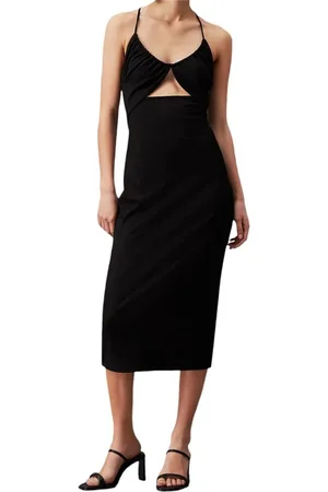 Calvin Klein Sukienki, Kobieta, Czarny, S, Czarne Sukienki dla Kobiet