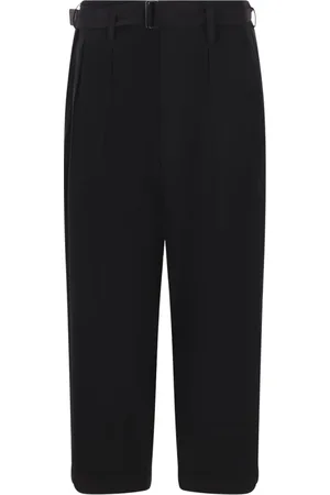 YOHJI YAMAMOTO Spodnie, Kobieta, Czarny, S, Czarne wełniane spodnie z plisami