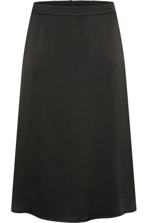 Kaffe Spódnice, Kobieta, Czarny, 3XL, Poliester, Prosta Czarna Głęboka Spódnica