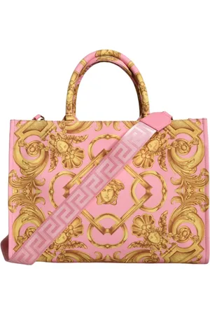 VERSACE Torebki, Kobieta, Różowy, ONE SIZE, Różowa Torebka z Nadrukiem Skórzana