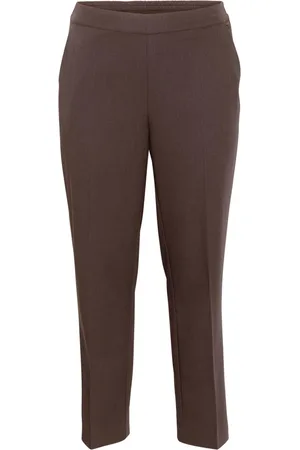 Kaffe Spodnie, Kobieta, brązowy, 6XL, Spodnie Java Straight-Leg z Elastycznym Pasem