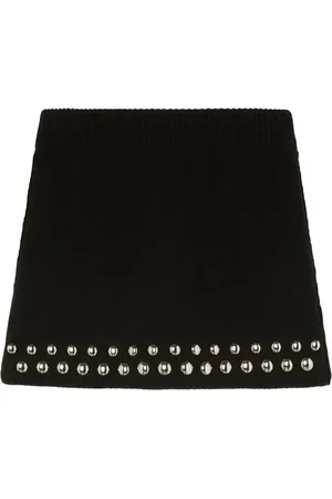Alanui Spódnice, Kobieta, Czarny, M, Czarna Love and Studs Mini Spódnica