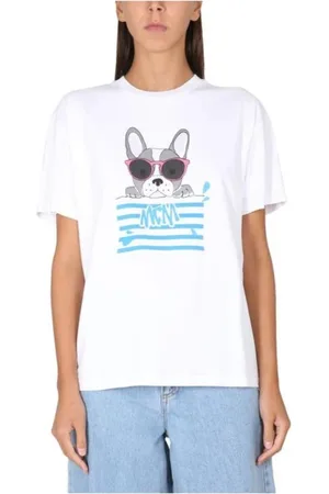 MCM Koszulki, Mężczyzna, Biały, M, Luźny Bawełniany T-shirt
