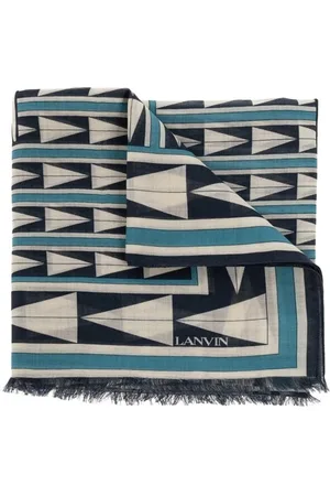 Lanvin Akcesoria, Kobieta, Wielobarwność, ONE SIZE, Niebieski Szal Wełniany z Wzorem