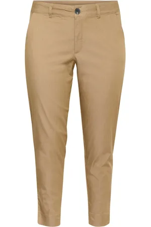 Kaffe Spodnie, Kobieta, Beżowy, 3XL, Spodnie Chino z Szerokim Pasem