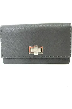 Fendi Pre-owned, Kobieta, Szary, ONE SIZE, Skóra, Pre-owned skórzane portfele
