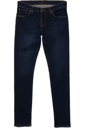 Nudie Jeans Jeansy, Mężczyzna, Niebieski, W30 L32, Bawełna, Ciemnoniebieskie Dopasowane Jeansyy z Organicznej Bawełny