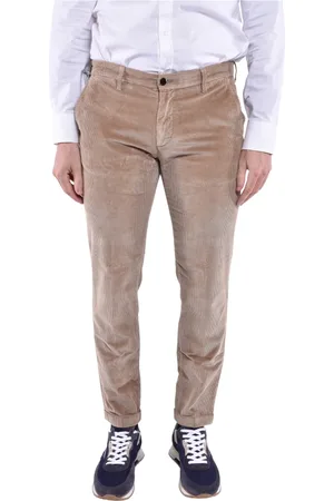 RE-HASH Spodnie, Mężczyzna, Beżowy, W36, Spodnie Spodnie Slim Fit z Mankietami