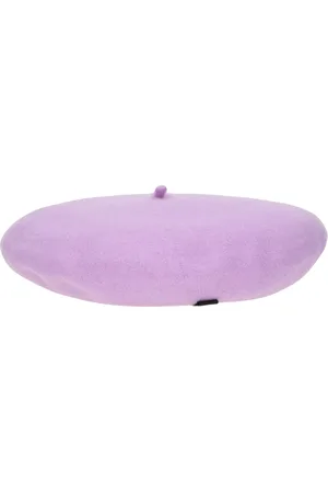 Borsalino Akcesoria, unisex, Fioletowy, ONE SIZE, Wełniana Beret z Złotym Logo