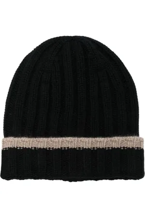 BARBA Akcesoria, Mężczyzna, Czarny, ONE SIZE, Kaszmir, Kaszmirowy Czarno-Beżowy Czapka