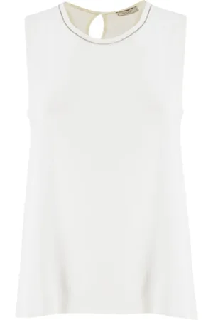 PESERICO SIGN Koszulki, Kobieta, Biały, M, Lurex Crew-Neck Top