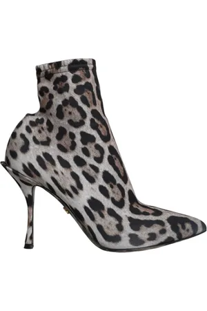 Dolce & Gabbana Buty, Kobieta, Wielobarwność, 38 EU, Nylon, Botki w Panterkę Skórzana Podeszwa