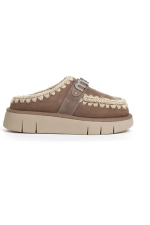 Mou Buty, Kobieta, Beżowy, 36 EU, Zamsz, Klogi zamszowe w kolorze taupe