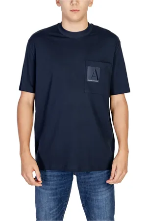 Armani Exchange Koszulki, Mężczyzna, Niebieski, S, Niebieski Gładki T-shirt z Krótkim Rękawem