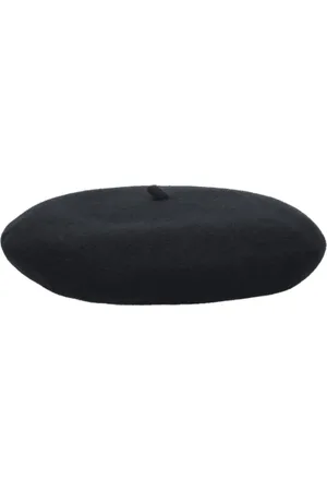 Borsalino Akcesoria, unisex, Czarny, ONE SIZE, Czarna wełniana beret z logo złoconym