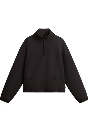 Woolrich Bluzy, Kobieta, Czarny, S, Czarny Sweter z Bawełny z Zamkiem