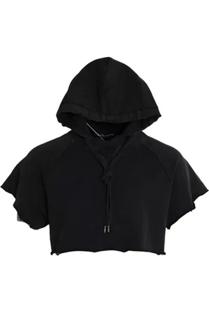 Dolce & Gabbana Bluzy, Mężczyzna, Czarny, M, Czarna Bawełniana Kaptur Krótka Koszulka