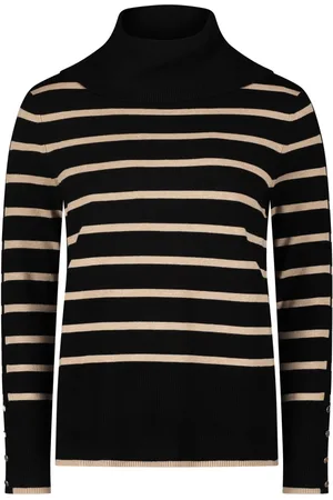 Betty Barclay Swetry, Kobieta, Czarny, 3XL, Sweter z Paskami i Kołnierzem
