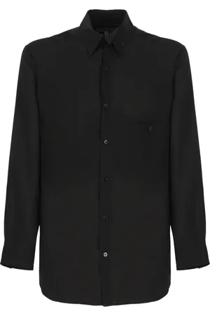 YOHJI YAMAMOTO Koszule, Mężczyzna, Czarny, M, Czarna Koszula Pour Homme Kołnierz Długie Rękawy