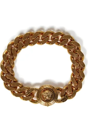 VERSACE Akcesoria, Mężczyzna, Żółty, M, Złoty Bransoletka Łańcuch z Zapięciem Meduzy