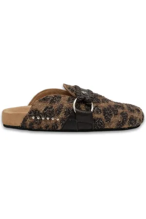 CLARIS VIROT Buty, Kobieta, Wielobarwność, 37 EU, Zamsz, Wintage Leopard Mules z Emblematem Skarabeusza