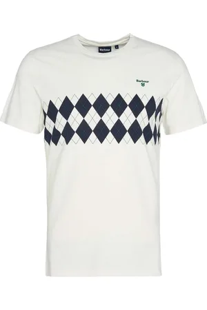 Barbour Koszulki, Mężczyzna, Biały, XL, Bawełna, Argyle Panel Tee Whisper