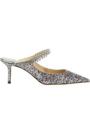 Jimmy Choo Buty, Kobieta, Szary, 37 EU, Srebrne Glitter Obcasy Podnoszą Styl