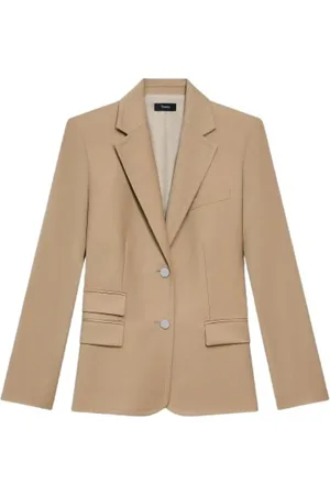 THEORY Kurtki, Kobieta, brązowy, 3XS, Karmelowy Blezer Flanelowy Peak Lapels