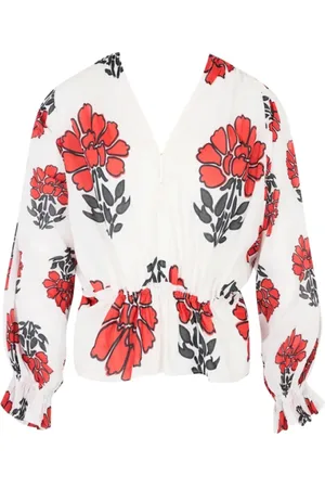 MARE DI LATTE Bluzki, Kobieta, Wielobarwność, ONE SIZE, Bluzka z dekoltem w serek Indian Flowers