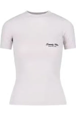 Balenciaga Koszulki, Kobieta, Biały, L, Len, Luźny Bawełniany T-shirt