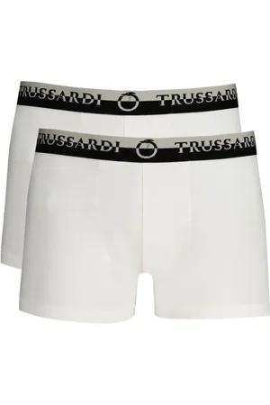 Trussardi Bielizna, Mężczyzna, Biały, M, Bawełniane Bokserki, Elastyczny Pas, Nadruk Logo