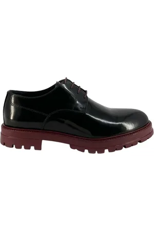 Duca Di Morrone Buty, Mężczyzna, Czarny, 45 EU, Czarne/Bordowe Skórzane Buty na Sznurowadła