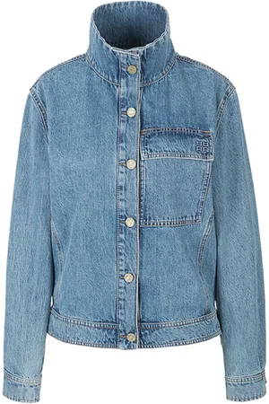 Riani Kurtki, Kobieta, Niebieski, S, Denim, Kurtka jeansowa z wysokim kołnierzem