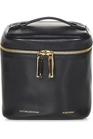 Victoria Beckham Torebki, Kobieta, Czarny, ONE SIZE, Skóra, Czarna skórzana torba na ramię z detalami w kolorze złota