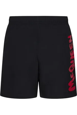 Alexander McQueen Szorty, Mężczyzna, Czarny, S, Czarna odzież morska z czerwonym logo graffiti