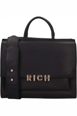 John Richmond Torebki, Kobieta, Czarny, ONE SIZE, Czarna Torba Tote z Złotym Logo