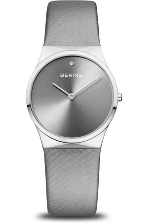 Bering Akcesoria, Kobieta, Szary, ONE SIZE, Skóra, Zegarek Damski Classic 30 mm Pasek Satynowa Skóra 12130-609