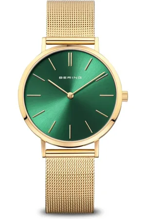 Bering Akcesoria, Kobieta, Żółty, ONE SIZE, Zegarek Damski Classic 34 mm Bransoleta Milanaise 14134-338