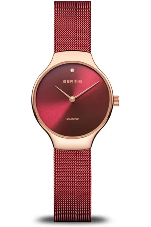 Bering Akcesoria, Kobieta, Czerwony, ONE SIZE, Zegarek Damski Charity 26 mm Bransoleta Milanaise 13326-Charity