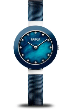 Bering Akcesoria, Kobieta, Niebieski, ONE SIZE, Ceramiczny zegarek damski 29 mm Bransoleta Milanese 11429-387