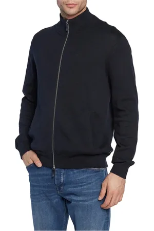 Armani Exchange Bluzy, Mężczyzna, Niebieski, L, Niebieski sweter z zapięciem na guziki