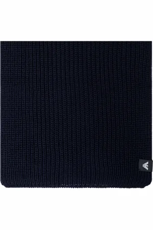 Emporio Armani Akcesoria, unisex, Niebieski, ONE SIZE, Wełna, Wełniany szal z logo