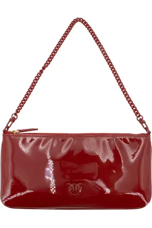 Pinko Torebki, Kobieta, Czerwony, ONE SIZE, Skórzana Torebka Clutch z Rzemieniem