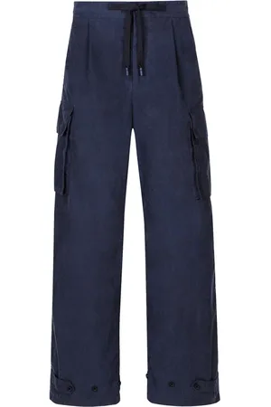 Dolce & Gabbana Spodnie, Mężczyzna, Niebieski, L, Spodnie Joggingowe Cargo z Plakietką z Logo