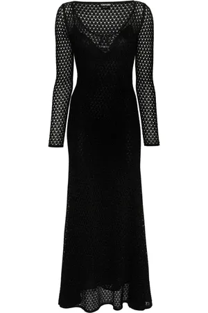 Tom Ford Sukienki, Kobieta, Czarny, S, Czarna Haftowana Sukienka Elegancka