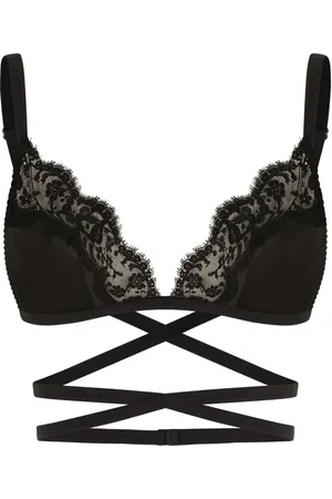 Dolce & Gabbana Koszulki, Kobieta, Czarny, L, Top biustonosz w trójkącie koronka