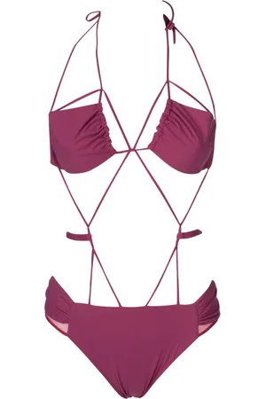 Nensi Dojaka Stroje kąpielowe, Kobieta, Fioletowy, S, Peonia Gathered Bra Swimsuit