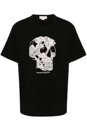 Alexander McQueen Koszulki, Mężczyzna, Czarny, M, Casualowa Bawełniana Koszulka