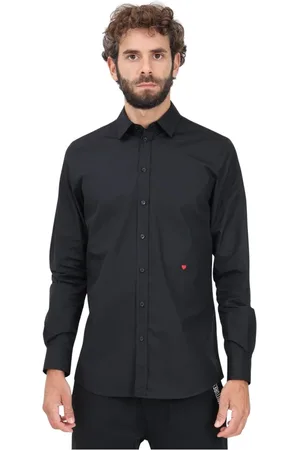 Moschino Koszule, Mężczyzna, Czarny, 2XL, Czarna Bawełniana Koszula Regular